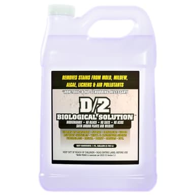 D2 Biological Solution - 1 Gallon - Professional-Grade Cleaner for Mold, Mildew, Algae, Lichen - Non-Bleach, pH Neutral, Biodegradable - Stone, Marble, Concrete, Headstones, Monuments