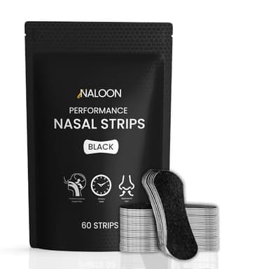 Performance Nasal Strips for Breathing, (60 Counts) - Extra Strenght Nose Strips for Snoring Comfort - Oil & Sweat Proof Adhesive Breathe Strips for Sleeping & Sports
