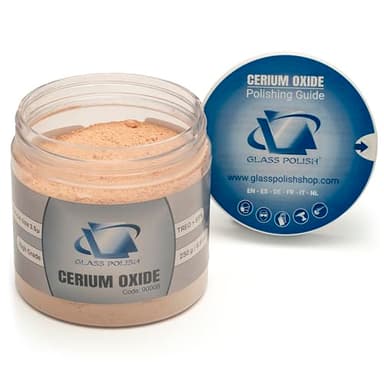 GLASS POLISH PRO Cerium Oxide Glass Polishing Powder – 8.8oz (250g) High-Grade 85% Pure Suspension-Treated Formula, 3.5 Micron for Glass Scratch Removal, Windshield Polishing and Restoration