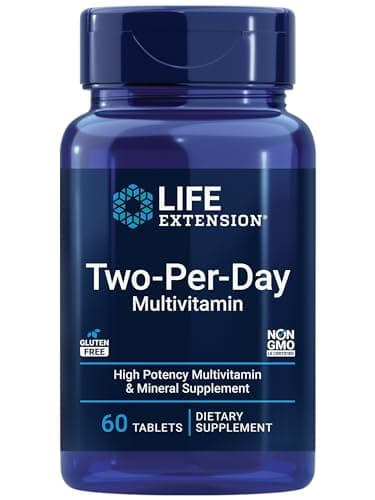 Life Extension Two-Per-Day Multivitamin – Daily Dose of Vitamins & Minerals for Men and Women - Complete Essential Vitamin Supplement for Energy, Health – Gluten-Free – Non-GMO – 60 Tablets