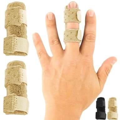 Vive Finger Splint (2 Pack) - Universal Finger Straightener - Broken and Trigger Finger Splints - Finger Brace for Arthritis pain and Support - Sprain Relief for Middle, Index, Ring, Pinky Fingers (Beige)
