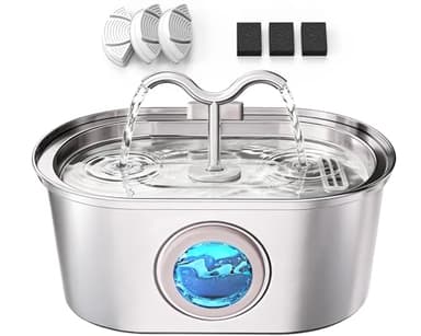 SohoTeco 3.2L/108oz Stainless Steel Cat Water Fountain Pet Fountain