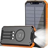 Durecopow Solar Charger Power Bank 49800mAh Wireless Battery Pack PD18W QC3.0 Fast Charging Built in 3 Cables with USB-C 6 Outputs & 2 Inputs for Cell Phone