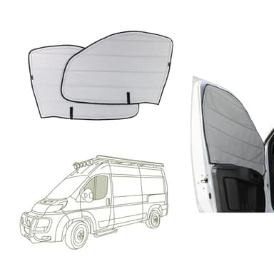 VanEssential Insulated Blackout Front Door Window Covers Designed for RAM Promaster Van Years 2014 to Current Model (Pair) - Cool Gray