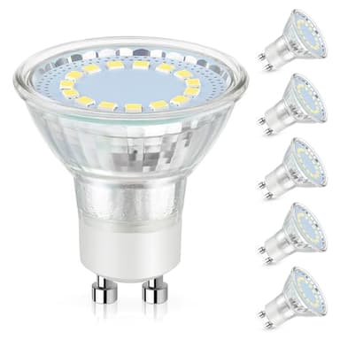 Maylaywood GU10 LED Light Bulb, 50 Watt Halogen Equivalent, Daylight White 5000K 450LM Non-Dimmable 4W LED Replacement Recessed Track Lighting, 5-Pack