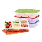 Bentgo Easyboxes - Reusable 5-Compartment Food Containers, Stackable 8-Piece Set, 4 Trays & 4 Lids, BPA-Free Food Storage for Meal Prep, School, & Work; Lunch Boxes with Patented Design (Classic)