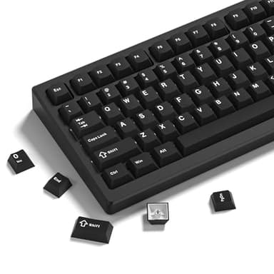 Womier Double Shot PBT Keycaps Set 138 Keys, Cherry Profile Custom Keycaps 60 65 75 100 Percent for 61/64/68/84/87/100/104/108 Retro Gaming Mechanical Keyboard, Black