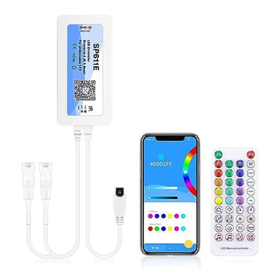 ALITOVE WS2812B WS2811 Bluetooth APP Controller Music Sync Addressable RGB IC LED Remote Controller Dual Outputs SP611E for SK6812 WS2812 SM16703 UCS1903 LED Pixel String Light Strip DC 5V~24V