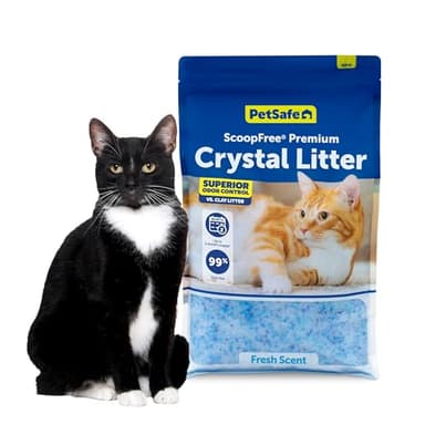 PetSafe ScoopFree Premium Crystal Cat Litter - Ultra-Absorbent Silica Universal Litterbox Crystals - Non-Clumping Odor Control - Fresh Scent - 8 lb Bag