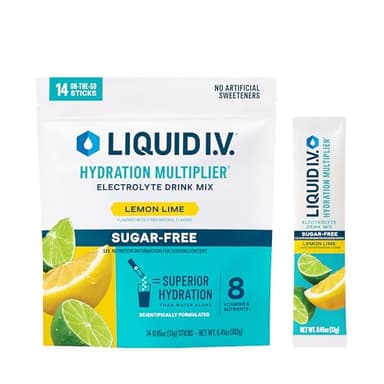 Liquid I.V. Hydration Multiplier Sugar-Free - Lemon Lime | Electrolyte Powder Drink Mix | 1 Pack (14 Servings)