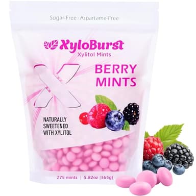 XyloBurst - Xylitol Mints | Sugar Free Breath Mint for Oral Health | Gluten Free, Vegan, Keto Friendly | Aspartame Free Mints | Berry | 275 Count