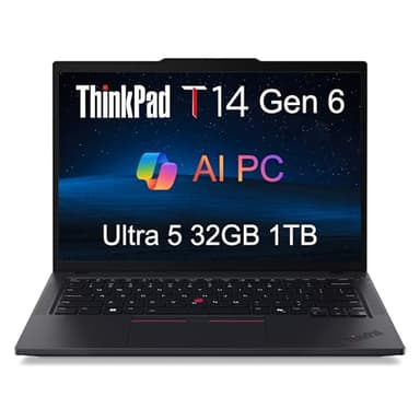 Lenovo ThinkPad T14 Gen 6 Business Laptop (14" FHD+, Intel 12-Core Ultra 5 225U (> Ultra 7 155U), 32GB DDR5 RAM, 1TB SSD), Backlit, Fingerprint Reader, 5MP Webcam, Thunderbolt 4, Win 11 Pro, AI PC