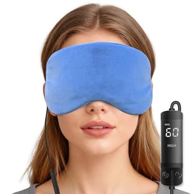 Heated Eye Mask, Warm Eye Compress for Dry Eyes Blepharitis, USB Electric Eye Heating Pad with 3 Temperature & Timer Control, Eye Sleep Mask for Dark Circles and Puffiness Relief
