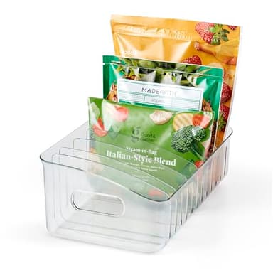 YouCopia FreezeUp Freezer Bin 15", BPA-Free Clear Fridge Organizer with Adjustable Dividers and Handles for Frozen Food and Leftovers