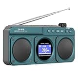 SEMIER Small Digital FM Radio Bluetooth Speaker, Handheld Rechargeable Radio Wireless Speaker, LCD Display, Double Speakers, Headphone Jack, Support USB/Micro SD Card MP3 Play for Home Outdoor