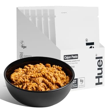 Huel Hot and Savory Meal Packs | Cajun Pasta | Up to 25g Protein Plant Based Instant Meal | 27 Vitamins and Minerals | 100% Nutritionally Complete | 7 Pack