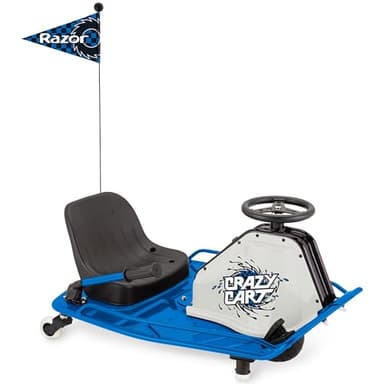 Razor Crazy Cart Electric Ride-On for Kids Ages 9+, 140 lb Max Weight, Blue – 250W Motor, Up to 12 Mph, 40-Min Run Time, Foot Pedal Throttle, High-Impact Pneumatic Front Tire & Rear Caster Wheels