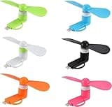 SADAHALU Mini Cell Phone Fan 6 Packs 2-in-1 Mobile Phone Fans Compatible with iPhone/iPad/Android Smartphone/Tablet Fit for Type C/Lightning Port Colorful and Powerful Fans(6-Pack)