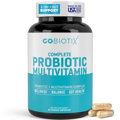 GOBIOTIX Multivitamin with Probiotics and Digestive Enzymes - 25 Billion CFU - Digestive Health, Probiotics for Women and Men - Gluten Free Pills - 90 Capsules