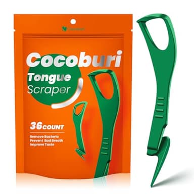 COCOBURI Tongue Scraper Disposable Tongue Scraper for Adults Disposable Tongue Scraper with Dental Picks Best Disposable Plastic Tongue Cleaner BPA Free Oral Care Hygiene Essential Kit 36 Counts
