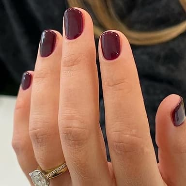 Extra Short Press on Nails Square Wine Red Fake Nails Petite Solid Color Acrylic Nails Fall Short False Nails with Designs Artificial Stick on Nails for Women Girls DIY Manicure Decorations