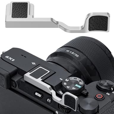 A7CII A7CR Thumb Grip, Aluminum Alloy Metal Thumb Up Grip for Sony A7C II A7C R A7C2 with Hot Shoe Cover Protector Thumb Rest Support Holder, Not Affect The Use of Alpha 7CII Alpha 7CR Buttons -Silver