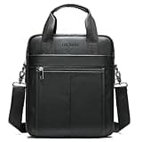 LUKZIJAES Genuine Leather Shoulder Messenger Bag for Men Adjustable Shoulders Sling Crossbody Bags for Travel Work Business Handbag (3#-Black)