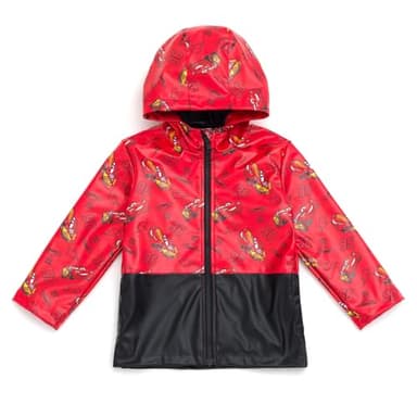 Disney Cars Lightning McQueen Toddler Boys Zip Up Waterproof Rain Jacket Red 4T