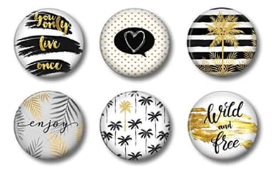 Palm Tree Magnets Black and Gold - Cute Locker Magnets for Teenage Girls - Whiteboard Office or Fridge - Funny Magnet Gift Set (Black Gold)