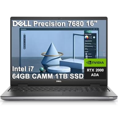 Dell Precision 7000 7680 Mobile Workstation Laptop (NVIDIA RTX 2000 Ada 8GB, 16" FHD+, Intel Core i7-13850HX (> Ultra 7-155U), 64GB LPCAMM2 DDR5, 1TB SSD) Pro Max for Designer, Engineer, Win 11 Pro