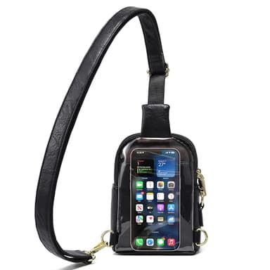 INICAT Sling Bag for Women Touchscreen Small Crossbody Cell Phone Purse Fanny Pack(Black Anti Theft)