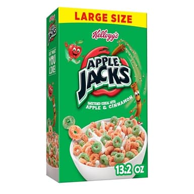 Apple Jacks Cold Breakfast Cereal, 8 Vitamins and Minerals, Kids Snacks, Large Size, Original, 13.2oz Box (1 Box)