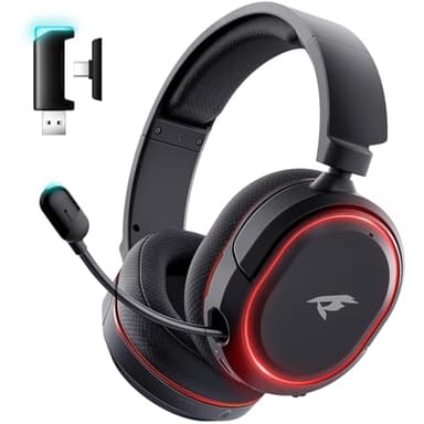 Wireless Gaming Headset, 7.1 Surround Sound, 2.4Ghz USB Gaming Headphones Bluetooth 5.4, 100-Hr Noise Canceling Mic RGB Light, Wireless Headset for PC PS5 PS4 Mac Switch, ONLY Wired Mode Suit for Xbox