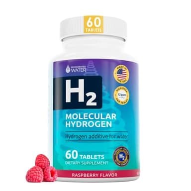 Invigorated Water Hydrogen Water Tablets with Magnesium - 12 PPM H2 Molecular Hydrogen Tablets for Drinking Water - Supports Energy, Brain & Cognitive Health, Non-GMO (60 Servings, Raspberry)