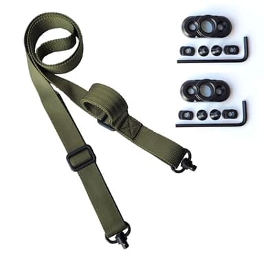 ZJQY Two Point Traditional QD Sling with Sling Swivel and Quick Adjust Loop(Green)