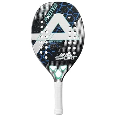AMA SPORT Beach Tennis Racket 3K Carbon Fiber with EVA Foam Core Professional Carbon Beach Tennis Paddle for Advanced Players (Green)