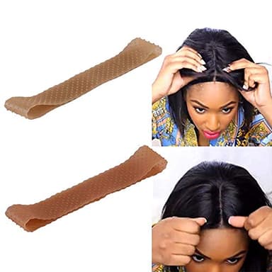 Yuriait 2 Pack Wig Grip Band Non Slip Transparent Silicone Wig Fix Silicone Wig Grip Natural Grip Headbands for Women Comfort Elastic Wig Grip Cap for Lace Wigs (light brown+dark brown)