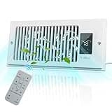 VallisCo Register Booster Fan 10-Speed Control with Negative Ion, Quiet Thermostat with Remote Control, Air Vent Fan Booster for Room 4" x 10", Enhance Home Comfort Instantly, White