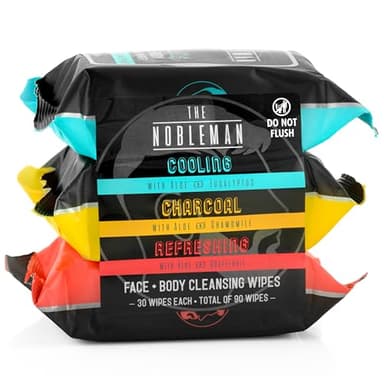 Men's Assorted Cleansing Wipes- Cooling/Charcoal/Refreshing - 3 Pack (90ct)