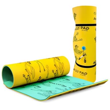 Aqua Lily Pad Original Floating Water Mat Roll-Up Foam Lounger Island – with Tether System & Storage Straps for Lake, Pool, or Beach, Made in The USA