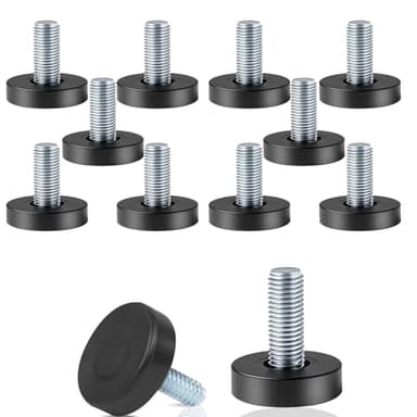 pulwury 1/4" Thread Leveling Feet, 12 Pcs Adjustable Furniture Feet Threaded Screw in for Table, Cabinets, Chairs, Stool Legs - 1/4" Thread Size (Check Your Hole Before Order)