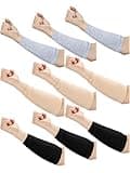 Janmercy 9 Pairs Arm Protectors for Thin Skin and Bruising Arm Guards Elderly Protective Sleeves for Gardener Working(Black, Gray, Beige)