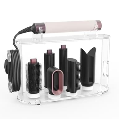 Affogato Acrylic Storage Holder Compatible with All Dyson Airwrap Styler Accessories, 6 Holes Countertop Organizer Stand for Diffuser Long Barrel Attachments for Bathroom