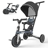 besrey Tricycle for Toddlers 1-3, Toddler Bike, Birthday Gifts and Toys for Boys and Girls, Toddler Tricycle with Push Handle and Canopy, 7 in 1 Baby Trike, Balance Bike(Updated Version 2.0 Dark gray)