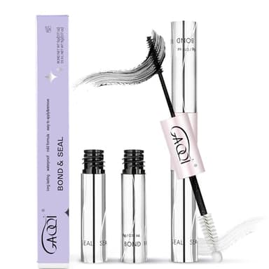 GAQQI Lash Cluster Glue, Lash Bond and Seal Waterproof, Bond & Seal Eyelash Glue for Clusters, Eyelash Adhesive Black Long-Lasting 72H, Latex-Free（5ml+5ml）