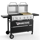 Brand-Man Griddle Grill Combo 6-Burner, 2 in 1 Versatile Propane Gas Grill and Griddle with Double Lids, BBQ Combo for Outdoor Kitchen & Backyard Barbecue Cooking