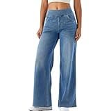 Free People Dupe Petite Jeans Spring-Sale Deals Free People Jeans Sweatpants That Look Like Joggers for Women Denim Sweatpants Women for Teen Girls Big Spring-Sale Blue Small