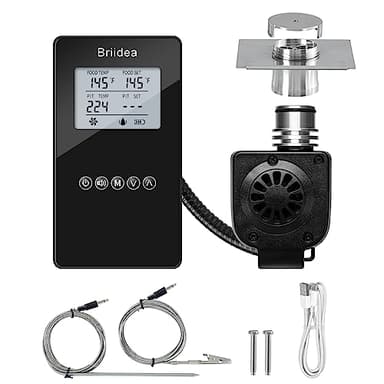 BBQ Temperature Controller, Briidea Automatic Smoker Fan Controller with Dual Probe, Compatible with Big Green Egg, Kamado Joe, Primo, Ceramic Grills, Cypress Grill, Delivers Reliable Heat Control