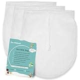 Nut Milk Bag Reusable 3 Pack 12" x 10" Cheesecloth Bags for Straining Almond/Soy Milk Greek Yogurt Strainer Milk Nut Bag for Cold Brew Coffee Tea Beer Juice Fine Nylon Mesh Cheese Cloth