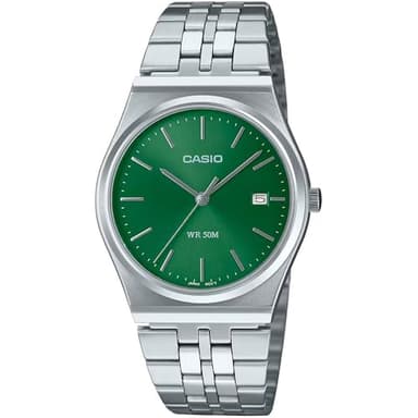 Casio MTP-B145D-3AV Men's Vintage Stainless Steel Green Dial 3-Hand Analog Watch